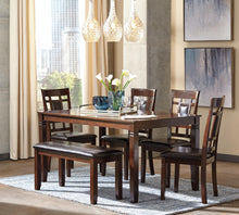 Load image into Gallery viewer, Bennox Dining Table and Chairs with Bench (Set of 6)