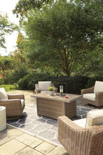Load image into Gallery viewer, Beachcroft Beachcroft Fire Pit Table with Four Nuvella Swivel Lounge Chairs
